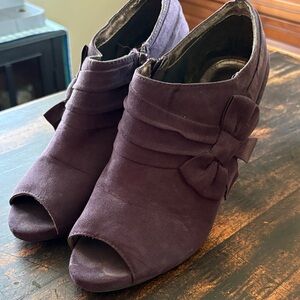 Rampage Purple Peep-Toe Bow Booties